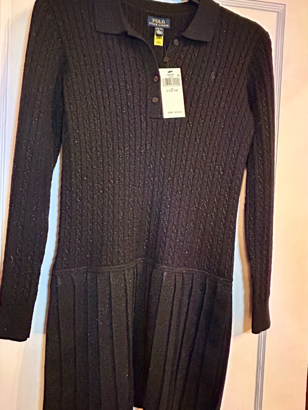 Polo by Ralph Lauren Black Sparkle Cable Knit Polo